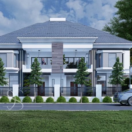 Plan BFDU68-4 Bedroom Semi-Detached Duplex Architectural Plan on 490 Sq.m Land